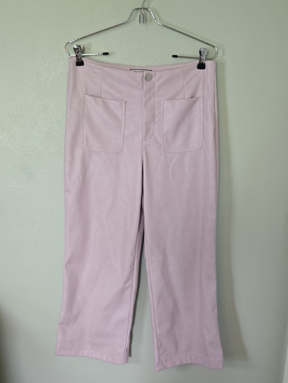 Bagatelle Collection | Pink Vegan Faux Leather High Rise Wide Leg Pants Size Med